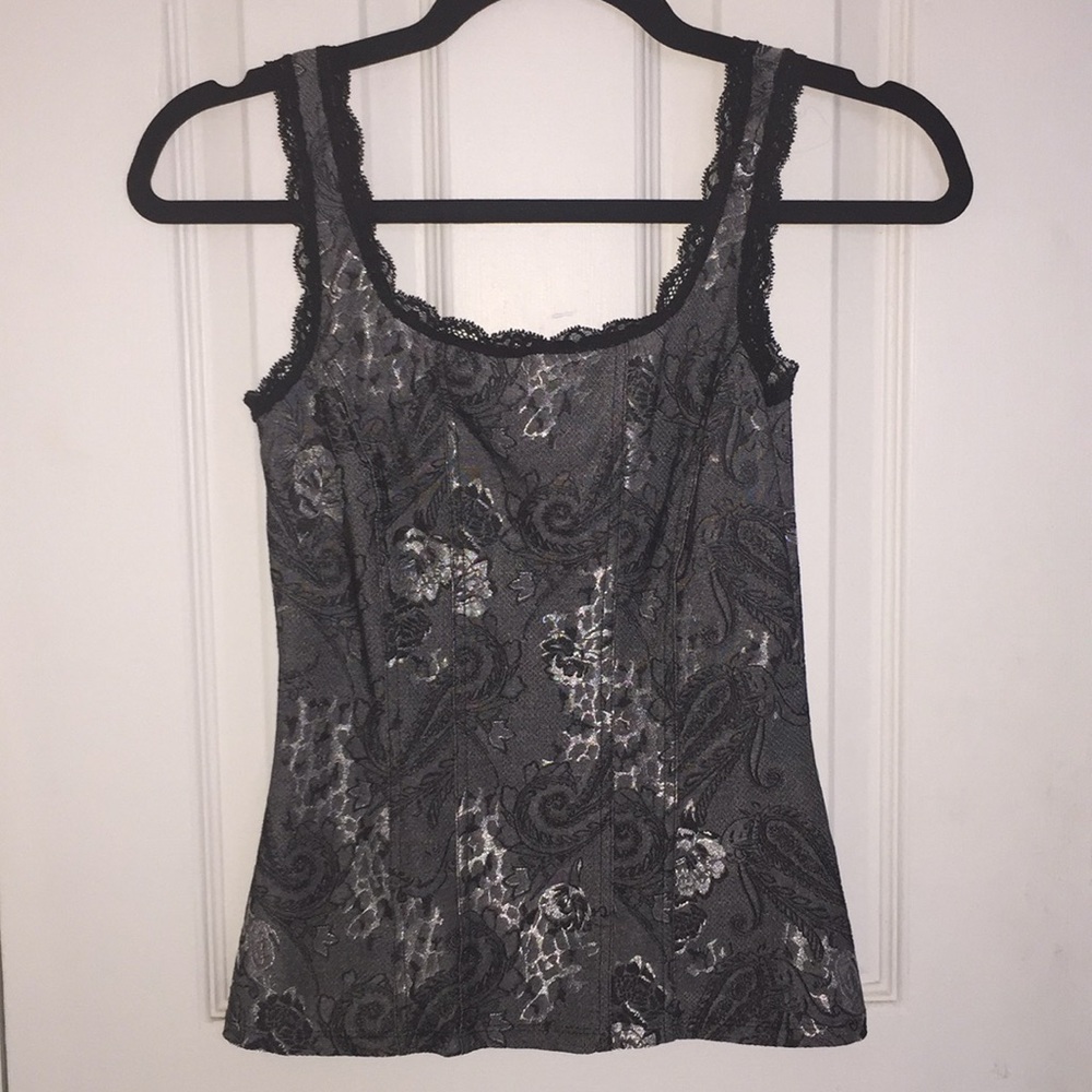 NWOT WHBM Gray and Black Fitted Top